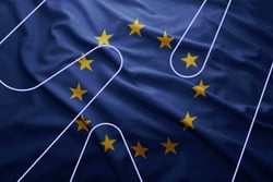 EU flagg med hvit dubinsstrek over