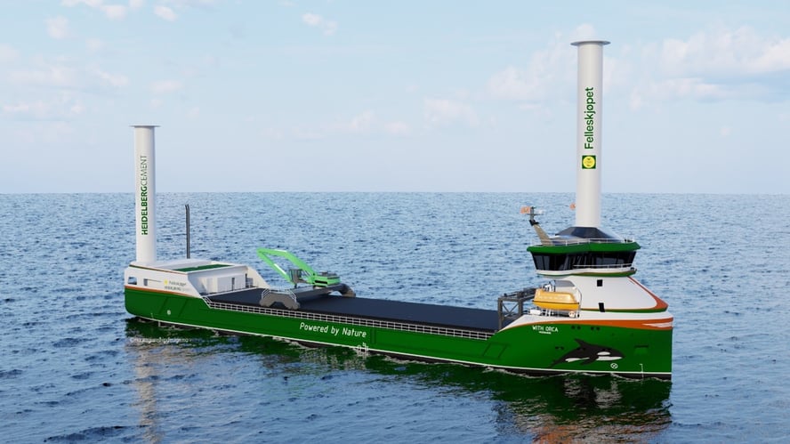 Illustrasjon av et nullutslippslasteskip