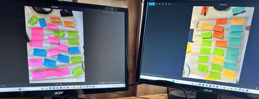 post-it-lapper på en skjerm