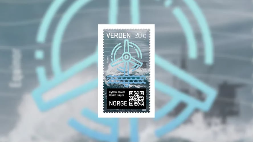 Illustrasjonsfoto som viser vindmølle som motiv på frimerke