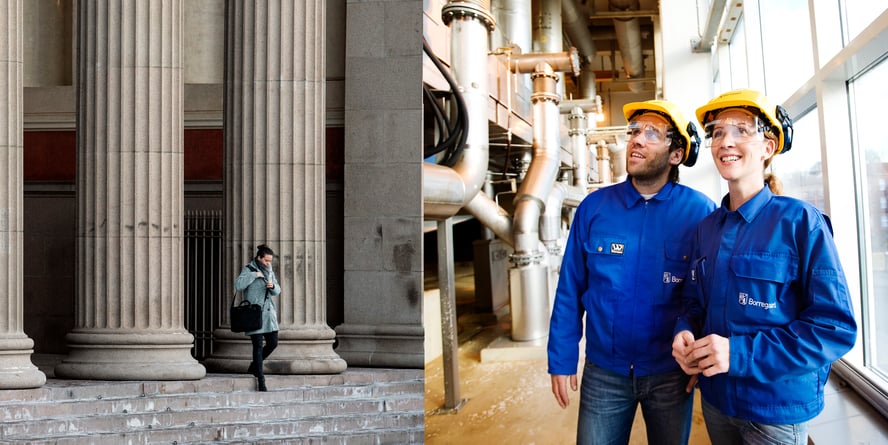 Søyler ved Univsersitetsplassen i Oslo Foto: Jonas Bendiksen